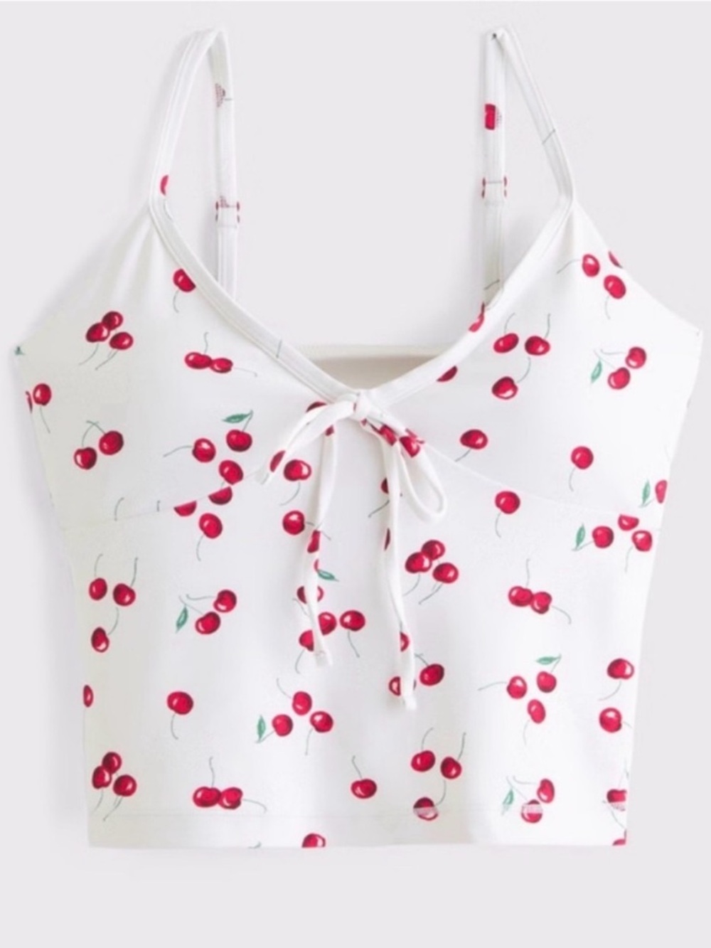 Abercrombie YPB White Cherry Print Tie-Front Cami Tank Top size Medium